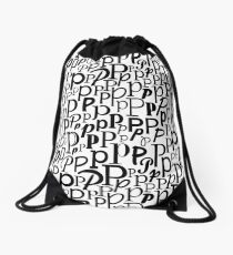 P | Typography (White) Drawstring Bag