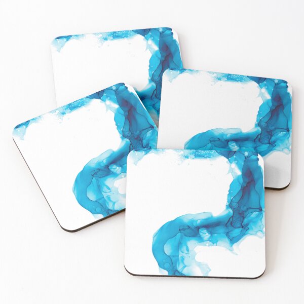 Item preview, Waterspout Turquoise Abstract 4322 Modern Alcohol Ink Painting by Herzart designed and sold by herzart.