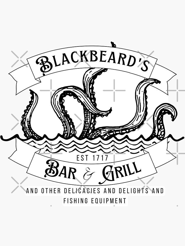 "Blackbeard's Bar and Grill" Sticker for Sale by nicwhitty | Redbubble