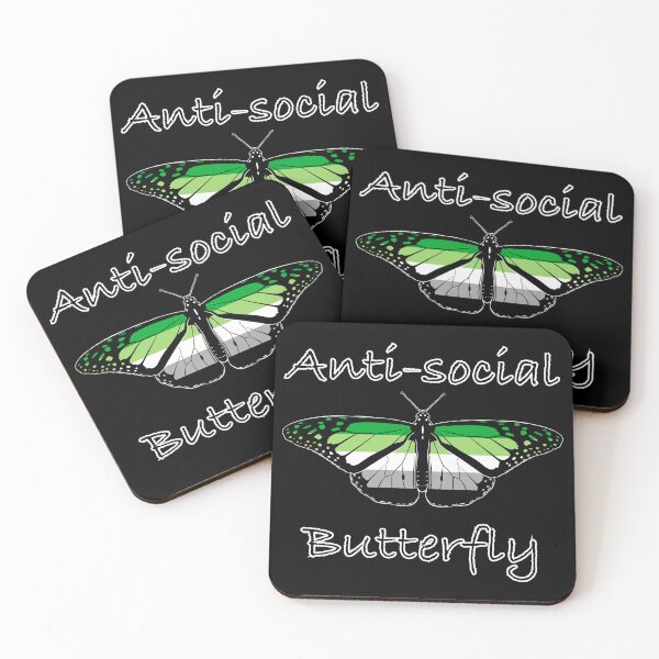 Item preview, Anti-social Butterfly in Aromantic Flag Colours designed and sold by JayneMcAvaney.