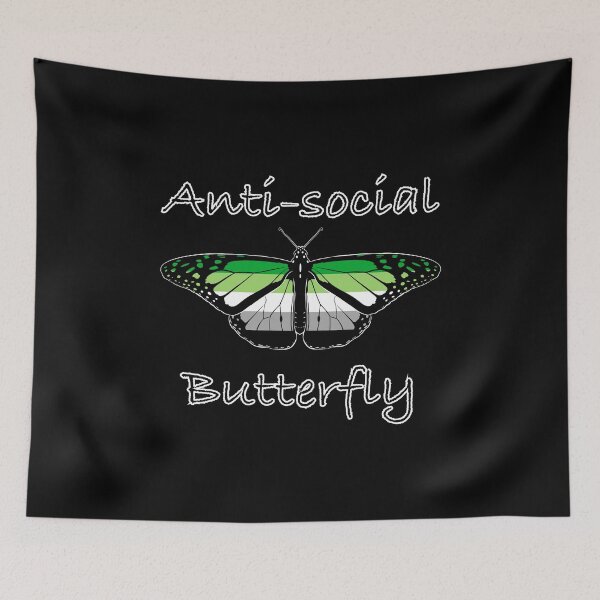 Item preview, Anti-social Butterfly in Aromantic Flag Colours designed and sold by JayneMcAvaney.