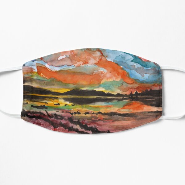 Big Bear Lake Sunset Reflection on the Water Flat Mask