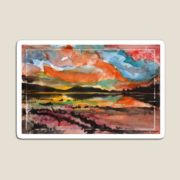 Big Bear Lake Sunset Reflection on the Water Magnet