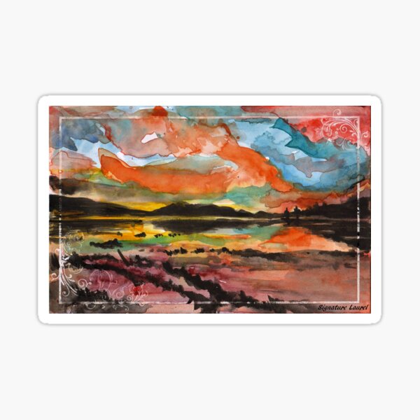 Big Bear Lake Sunset Reflection on the Water Sticker