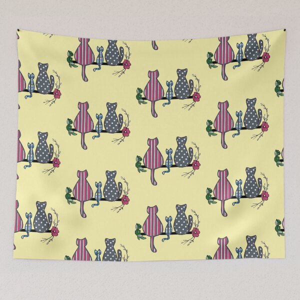 Item preview, Retro cats, patchwork fabric designed and sold by ArtbyPriscilla.