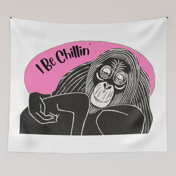 Item preview, Funny Laid-Back Orangutan, I Be Chillin’, Pink background designed and sold by hjsmith.