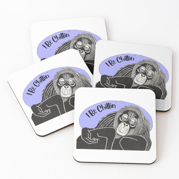 Item preview, Funny Laid-Back Orangutan, I Be Chillin’, Purple background designed and sold by hjsmith.