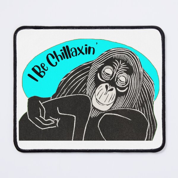 Item preview, Funny Laid-Back Orangutan, I Be Chillaxin’, Blue background designed and sold by hjsmith.