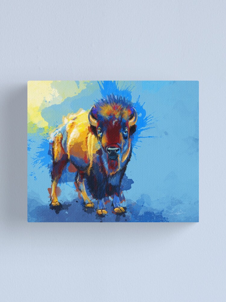 Alternate view of On the Plain - Bison painting Canvas Print