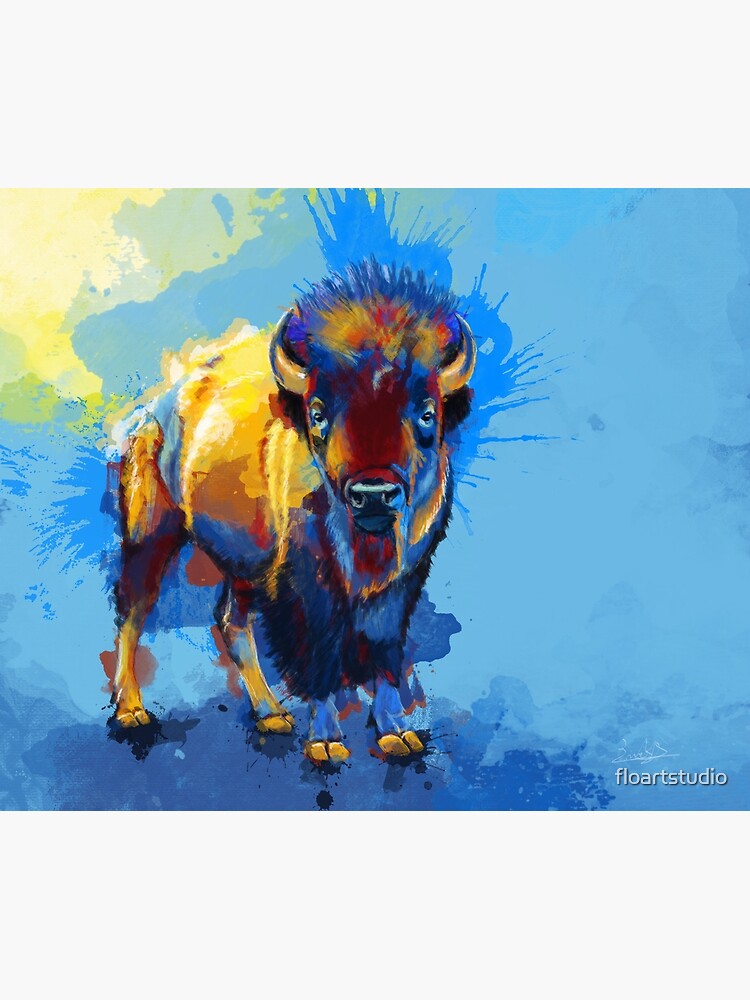 On the Plain - Bison painting by floartstudio