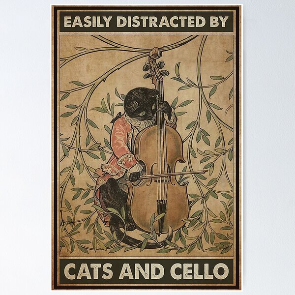 Item preview, Cat and cello easily distracted designed and sold by isaeva1990.