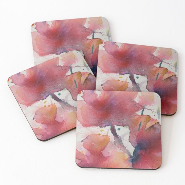 Item preview, Abstract Watercolor Poppies Coasters designed and sold by RachLuna.