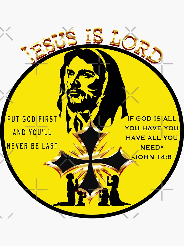 "Jesus Is Lord Jesus Is Lord Gold Font Gold Font " Sticker for Sale