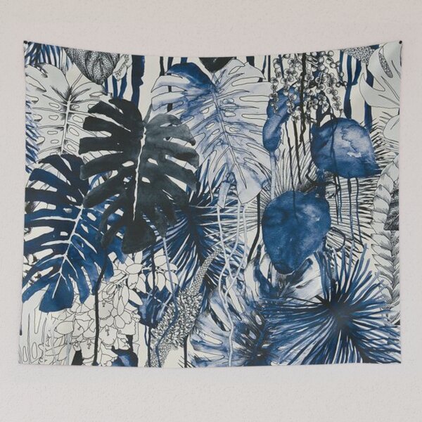 Aperçu de l'œuvre Plantes tropicales - motif bleu créée et vendue par salomemika.