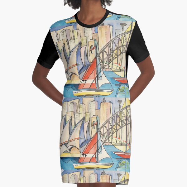Sydney Harbor Australia Graphic T-Shirt Dress