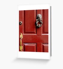 Red door with Lion Knocker Greeting Card