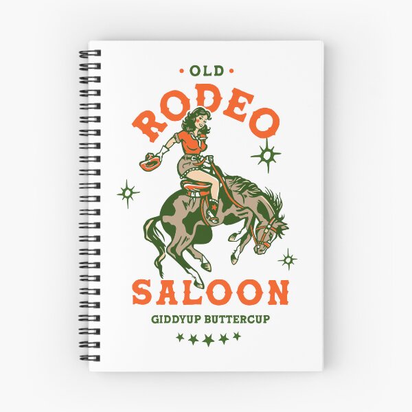 Aperçu de l'œuvre Old Rodeo Saloon : Giddyup Buttercup. Pin-up de cow-girl vintage créée et vendue par The Whiskey Ginger Design Shop.