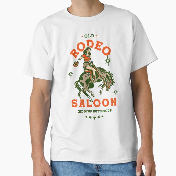 Aperçu de l'œuvre Old Rodeo Saloon : Giddyup Buttercup. Pin-up de cow-girl vintage créée et vendue par The Whiskey Ginger Design Shop.
