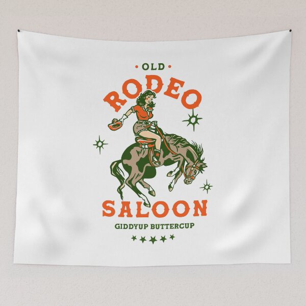 Item preview, Old Rodeo Saloon: Giddyup Buttercup. Vintage Cowgirl Pinup designed and sold by The Whiskey Ginger Design Shop.