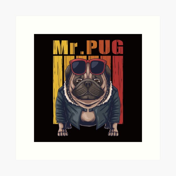 cool pug dog Art Print