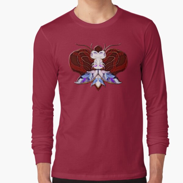 Cute alien insect - on dark red Long Sleeve T-Shirt