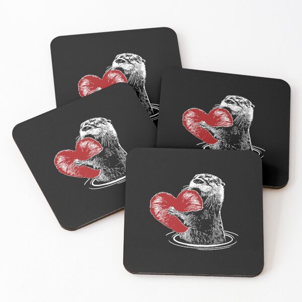 Item preview, Otter and sweet red heart, adorable animals, otters lovers  designed and sold by PatriciaKe7761.
