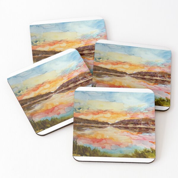 Item preview, Big Bear Lake Sunset Watercolor designed and sold by signaturelaurel.
