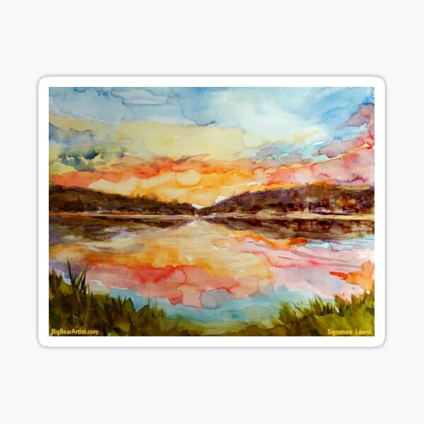 Big Bear Lake Sunset Watercolor Sticker