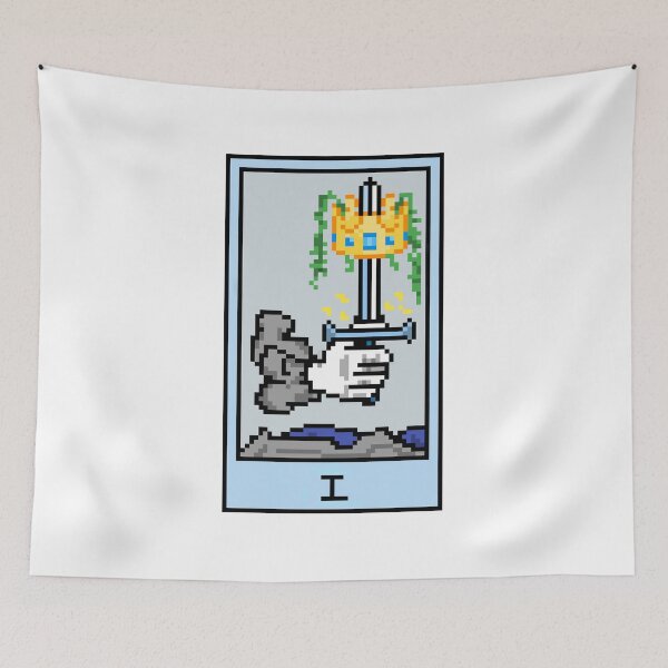 Item preview, Wait, is this pixel art tarot? White - Minor Arcana 'Ace of Swords' (Design for T-shirt, stickers and other accessories) designed and sold by Pixel Waite.