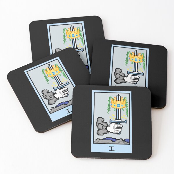 Item preview, Wait, is this pixel art tarot? Black - Minor Arcana 'Ace of Swords' (Design for T-shirt, stickers and other accessories) designed and sold by Pixel Waite.