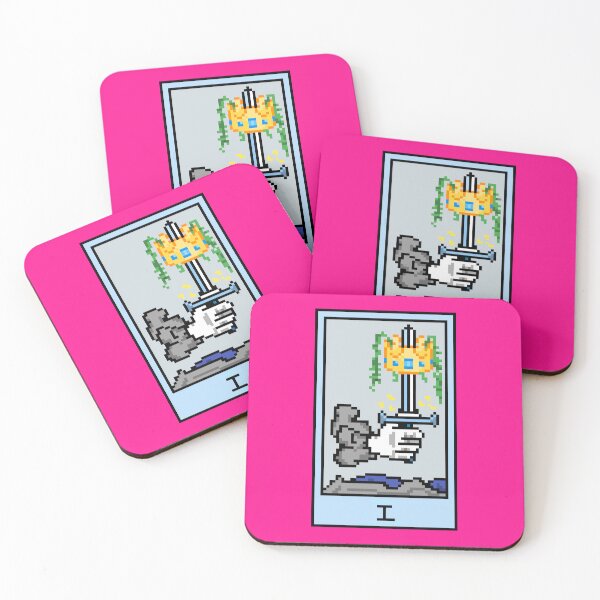 Item preview, Wait, is this pixel art tarot? Pink - Minor Arcana 'Ace of Swords' (Design for T-shirt, stickers and other accessories) designed and sold by Pixel Waite.