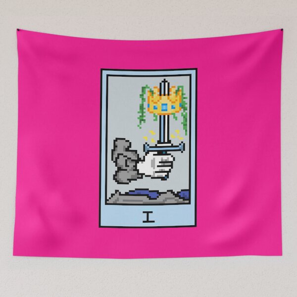Item preview, Wait, is this pixel art tarot? Pink - Minor Arcana 'Ace of Swords' (Design for T-shirt, stickers and other accessories) designed and sold by Pixel Waite.