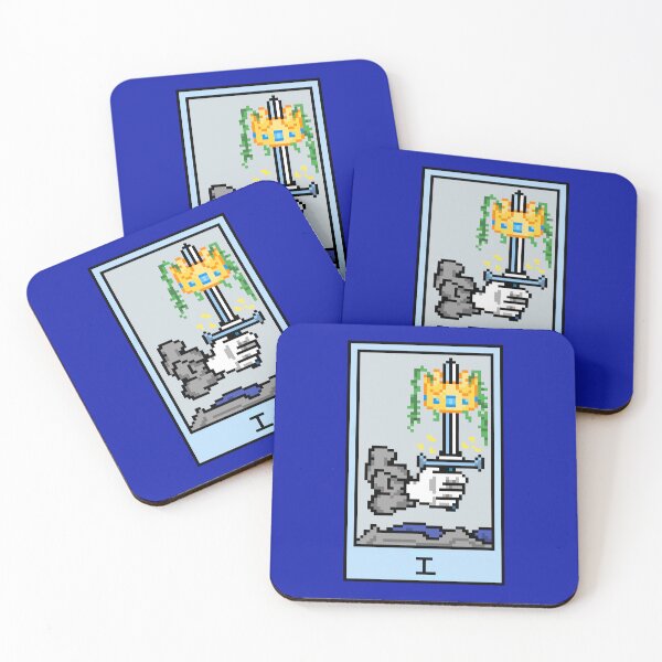 Item preview, Wait, is this pixel art tarot? Blue - Minor Arcana 'Ace of Swords' (Design for T-shirt, stickers and other accessories) designed and sold by Pixel Waite.