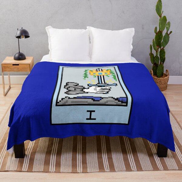 Item preview, Wait, is this pixel art tarot? Blue - Minor Arcana 'Ace of Swords' (Design for T-shirt, stickers and other accessories) designed and sold by Pixel Waite.