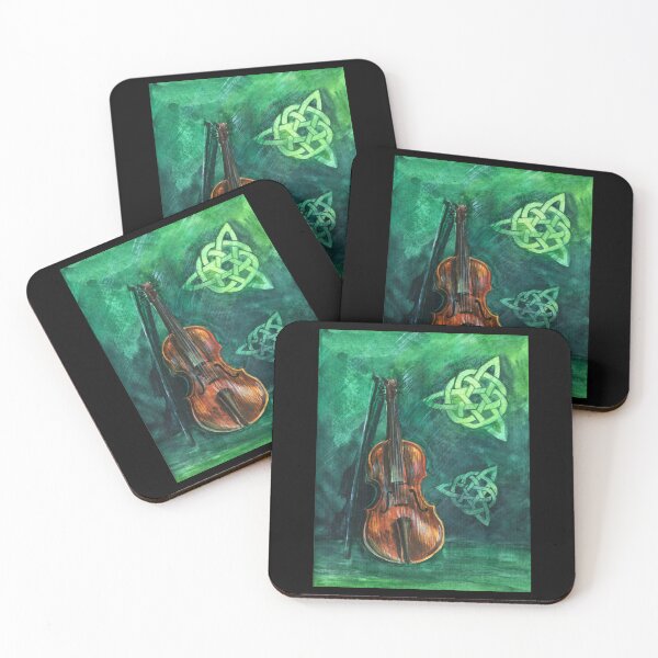 Item preview, Irish Violin (Fiddle) On Emerald Background With Celtic Ornament Classic T-Shirt designed and sold by desireeowe.