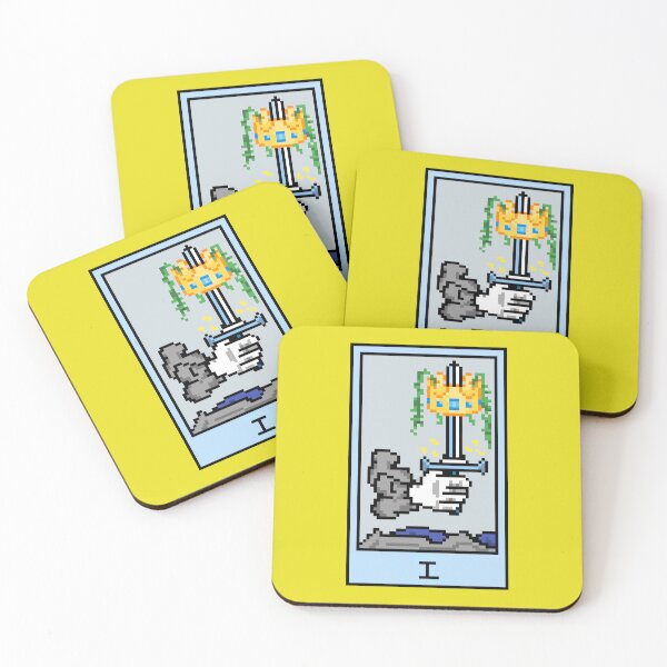 Item preview, Wait, is this pixel art tarot? Yellow - Minor Arcana 'Ace of Swords' (Design for T-shirt, stickers and other accessories) designed and sold by Pixel Waite.
