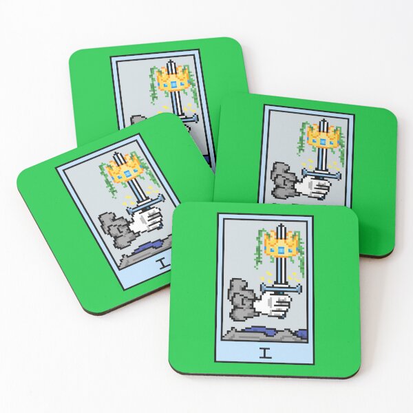 Item preview, Wait, is this pixel art tarot? Green - Minor Arcana 'Ace of Swords' (Design for T-shirt, stickers and other accessories) designed and sold by Pixel Waite.