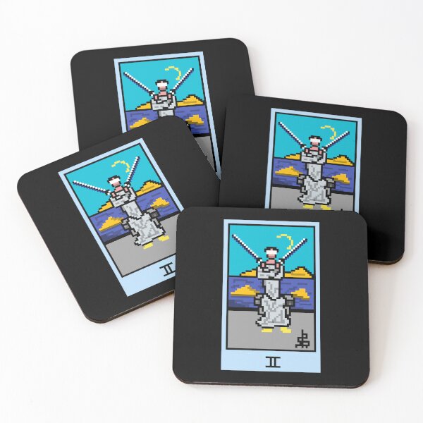 Item preview, Wait, is this pixel art tarot? Black - Minor Arcana 'Two of Swords' (Design for T-shirt, stickers and other accessories) designed and sold by Pixel Waite.