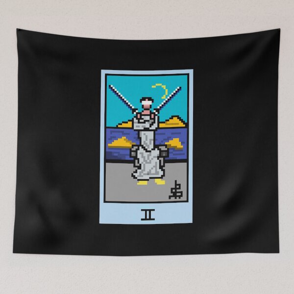 Item preview, Wait, is this pixel art tarot? Black - Minor Arcana 'Two of Swords' (Design for T-shirt, stickers and other accessories) designed and sold by Pixel Waite.