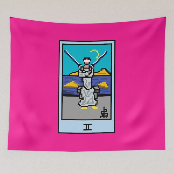 Artikelvorschau, Moment, ist das Pixel-Art-Tarot? Pink – Minor Arcana „Two of Swords“ (Design für T-Shirt, Aufkleber und andere Accessoires) entworfen und verkauft von Pixel Waite.