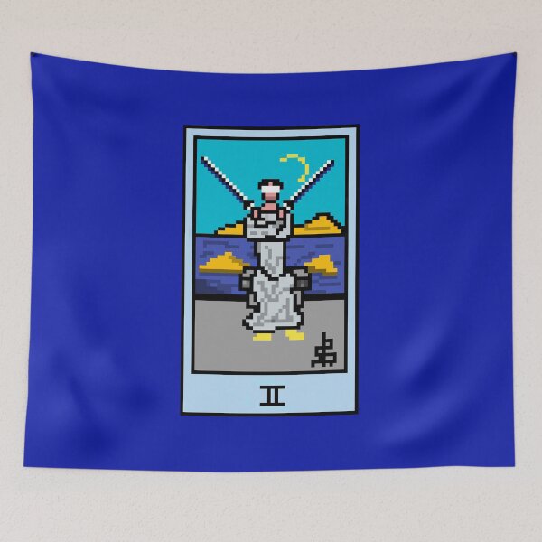 Item preview, Wait, is this pixel art tarot? Blue - Minor Arcana 'Two of Swords' (Design for T-shirt, stickers and other accessories) designed and sold by Pixel Waite.