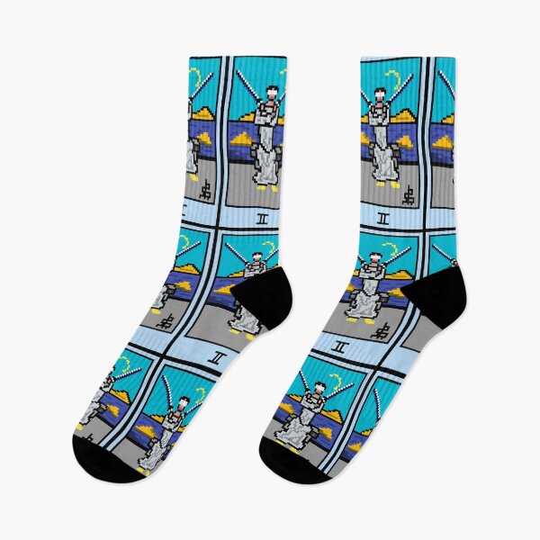 Item preview, Wait, is this pixel art tarot? Yellow - Minor Arcana 'Two of Swords' (Design for T-shirt, stickers and other accessories) designed and sold by Pixel Waite.
