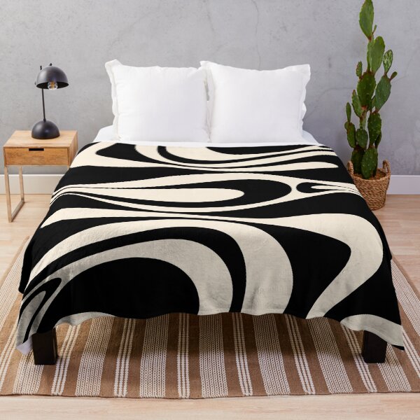 Item preview, Mod Thang Retro Modern Abstract Pattern in Black and Almond Cream designed and sold by kierkegaard.