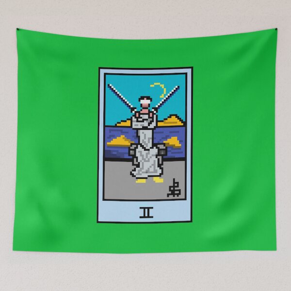 Item preview, Wait, is this pixel art tarot? Green - Minor Arcana 'Two of Swords' (Design for T-shirt, stickers and other accessories) designed and sold by Pixel Waite.