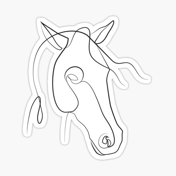 One-Line drawing of a side profile of a Horse Sticker
