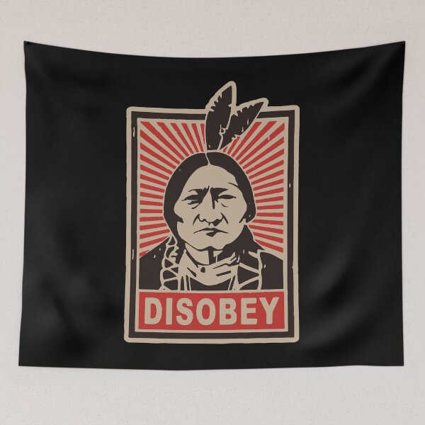 Item preview, disobey native American face portrait  anti colonisation mexico USA protest native land Classic T-Sh designed and sold by DonParker1.