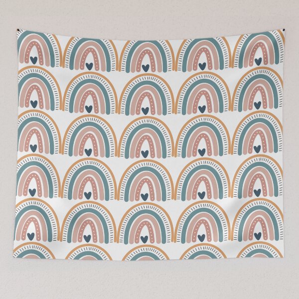 Item preview, Boho rainbow with a unique design with a heart, dots and a neutral color pallet designed and sold by DesignsbyACl.