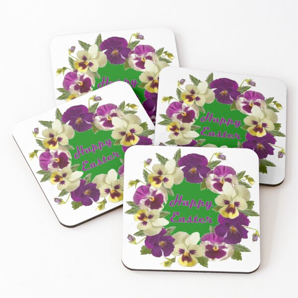 Item preview, Happy Easter floral wreath with pansies designed and sold by Becky Hunter.