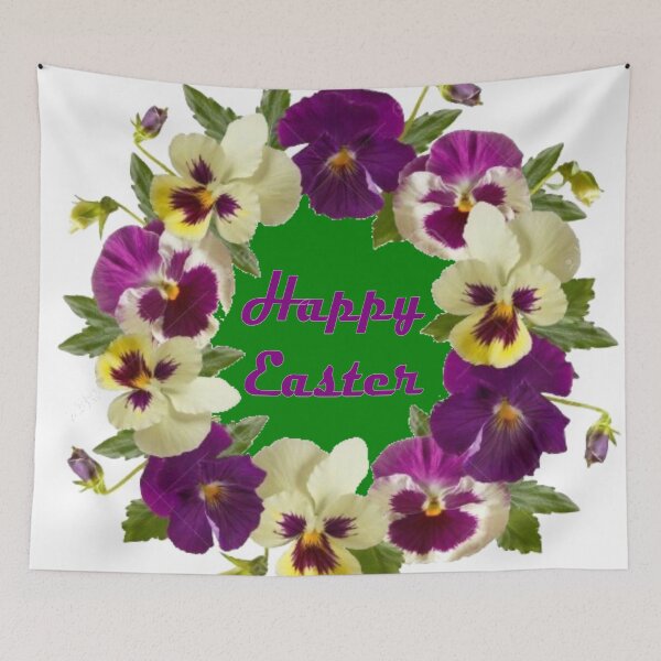 Item preview, Happy Easter floral wreath with pansies designed and sold by Becky Hunter.
