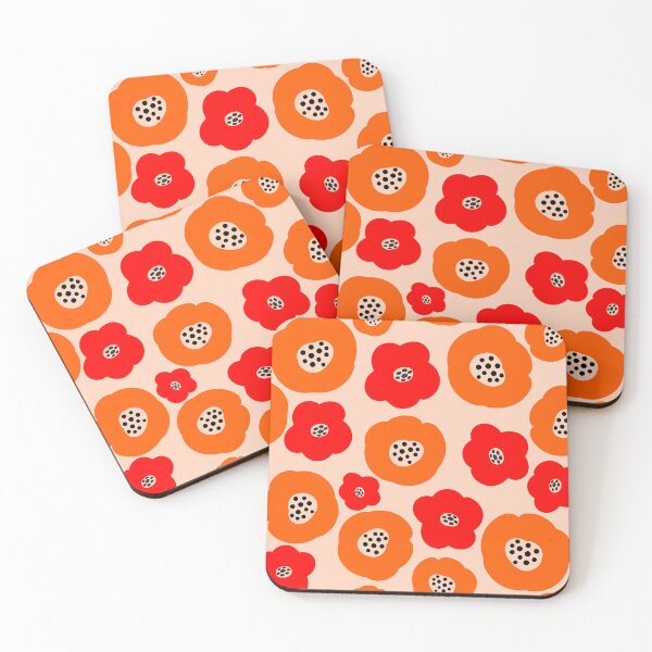 Artikelvorschau, Retro-Blumen - Orangerot entworfen und verkauft von SilverPegasus.
